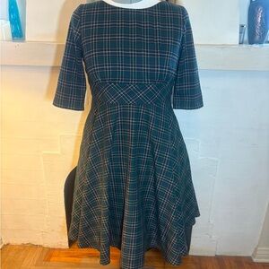 Hell Bunny Green Plaid Fit and Flare Dress with POCKETS